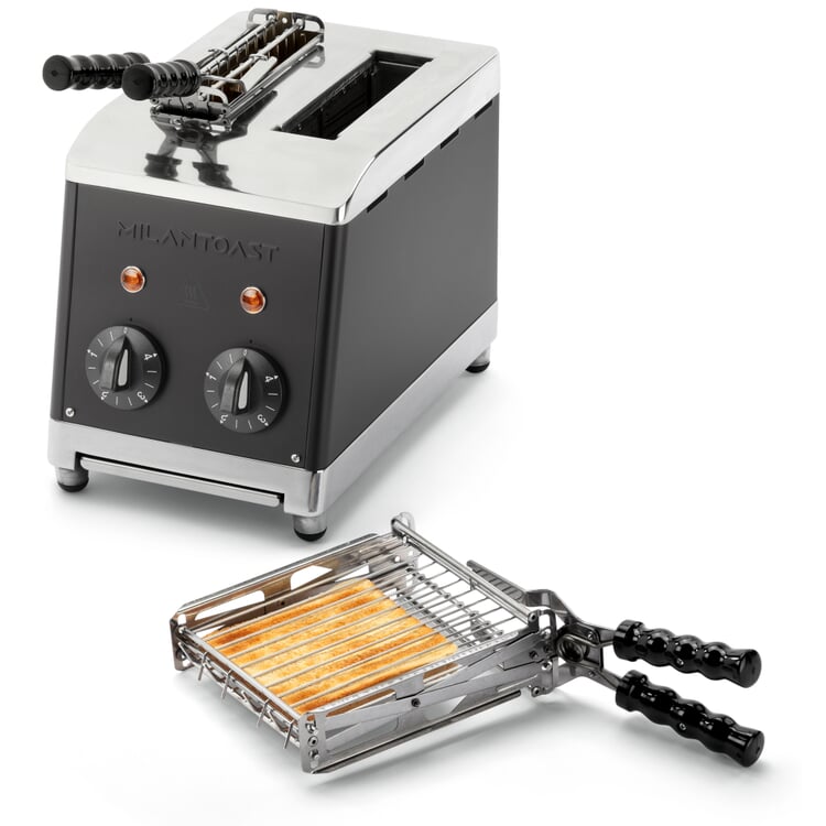 Klassischer Sandwichtoaster mit Zangen, Schwarz Manufactum
