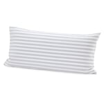 Pillowcase half linen striped White-Grey 40 × 80 cm