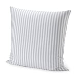 Taie d'oreiller en lin mélangé rayé Blanc-gris 80 × 80 cm