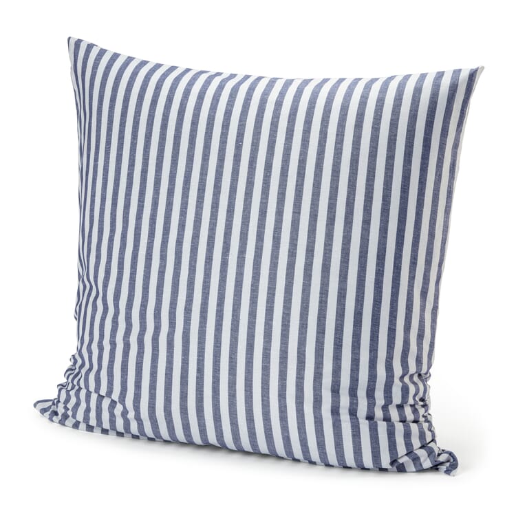 Pillowcase half linen striped, Blue-Grey