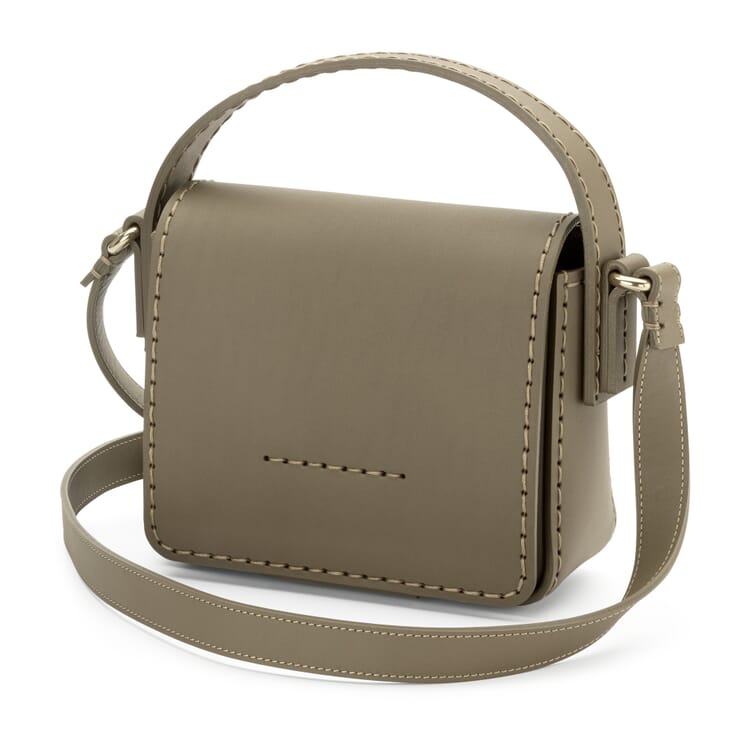 Ladies cowhide bag hand stitched, Taupe