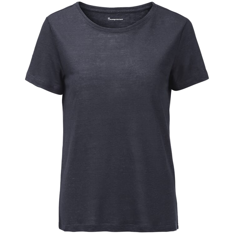 Dames-T-shirt in linnen, Donkerblauw
