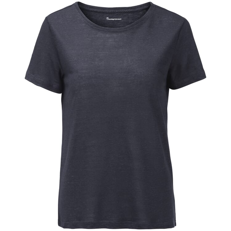 Linnen dames-T-shirt, Donkerblauw