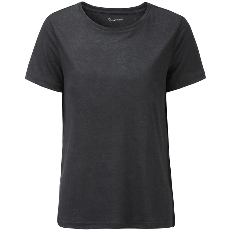 Dames-T-shirt in linnen, Zwart