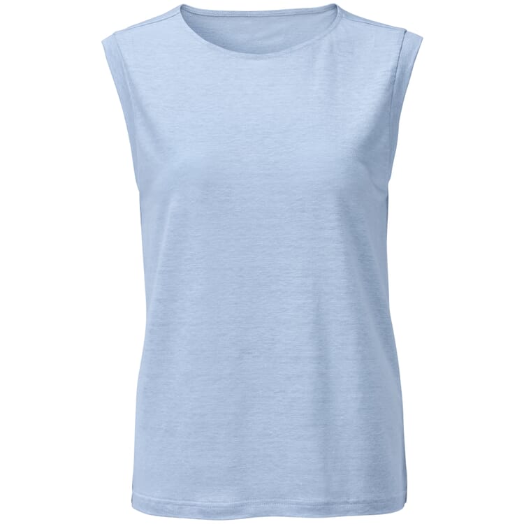 T-shirt femme en lin sans manches, Bleu clair