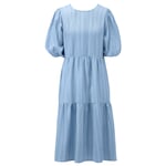 Ladies' tiered dress puff sleeves Bleu