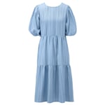 Ladies tiered dress puff sleeves Bleu