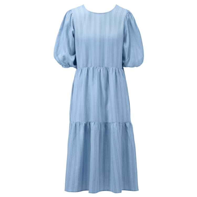 Ladies tiered dress puff sleeves, Bleu