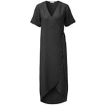 Ladies wrap dress linen Black