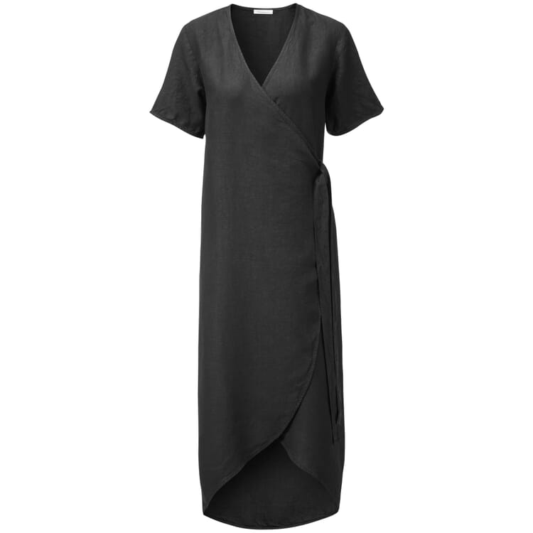 Ladies' wrap dress linen, Black
