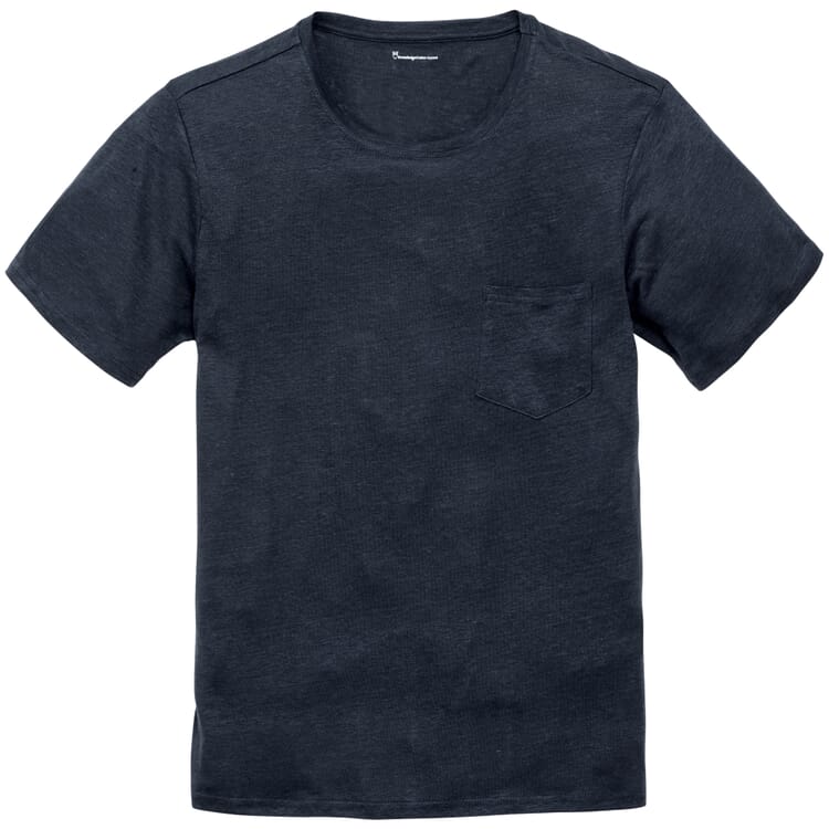 Heren Linnen T-Shirt, Donkerblauw