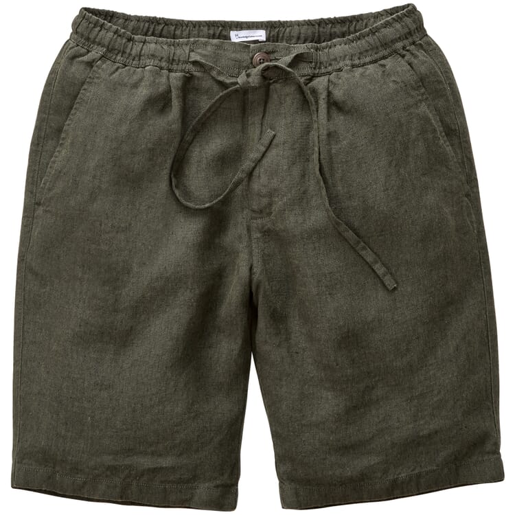 Men's linen shorts, Dark green
