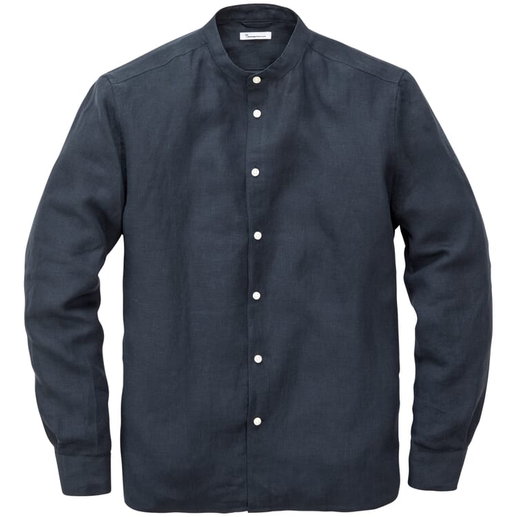 Herenhemd met opstaande kraag, Donkerblauw