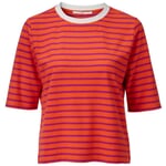 Dames-T-shirt gestreept Oranje-paars