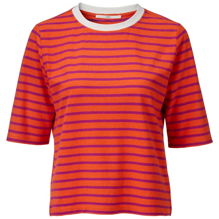 Dames-T-shirt gestreept, Oranje-paars