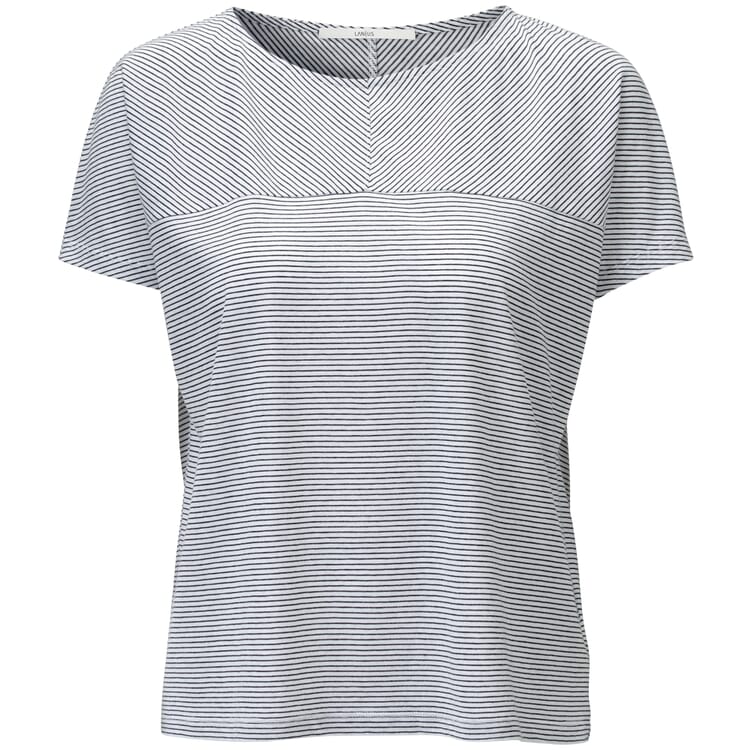 Damen-T-Shirt feingestreift, Weiß-Schwarz