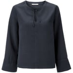 Ladies blouse with tie band Blue-black