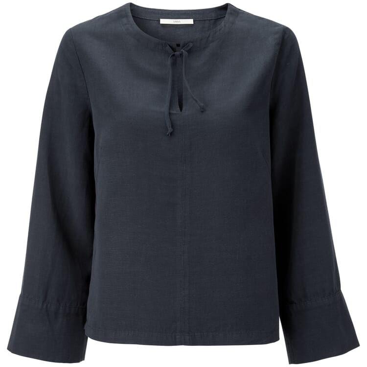 Ladies' blouse with tie band, Blue Black