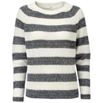 Ladies sweater block stripes White-Black