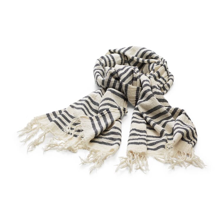 Ladies' striped scarf, Black- White