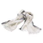 Ladies' scarf jacquard edge White-Blue-Black