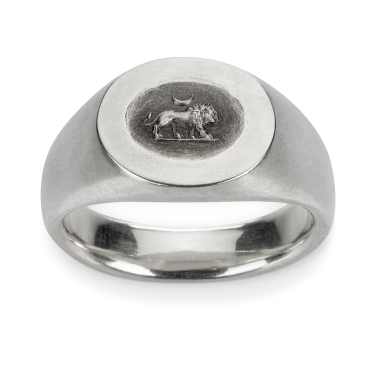 Bague en argent pour homme, Lion
