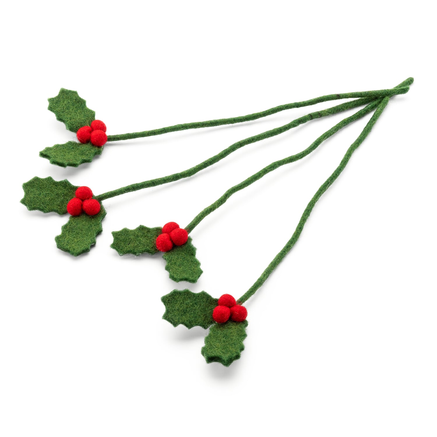 Handmade Felt Festive Berry Stem By The Felt Studio