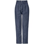 Ladies' trousers cotton linen Denim blue