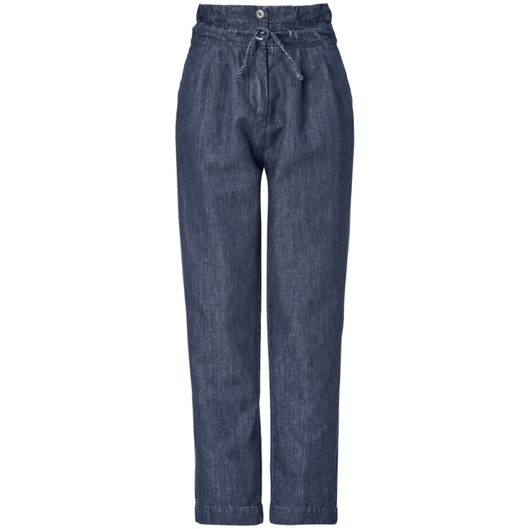 Ladies' trousers cotton linen, Denim blue