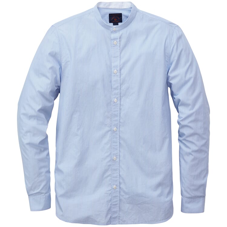 Heren Overhemd Opstaande Kraag, Blauw en wit