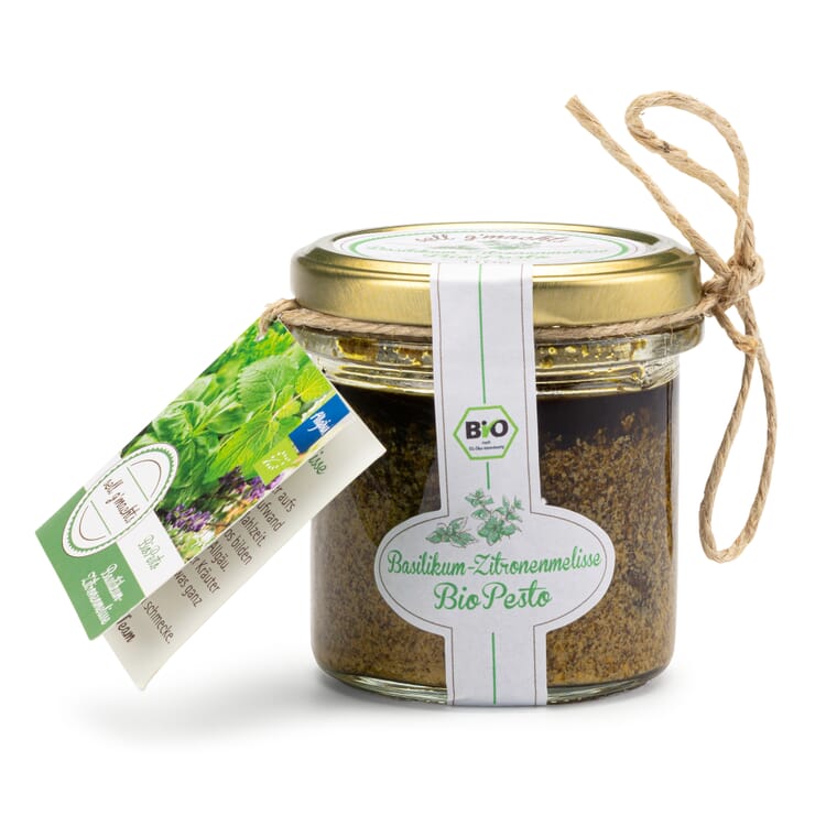 Økologisk pesto af basilikum og citronmelisse
