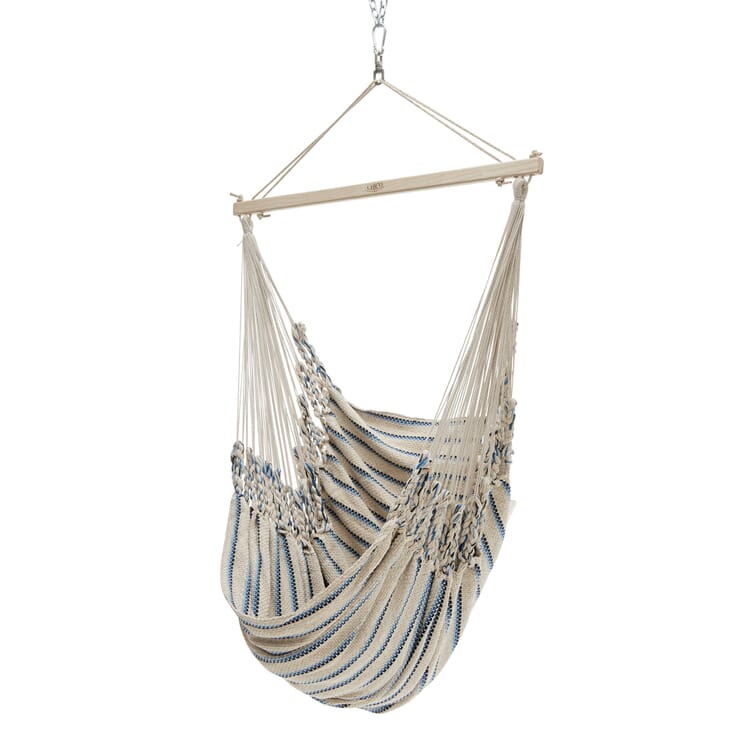 Fauteuil suspendu en coton, Beige-Bleu