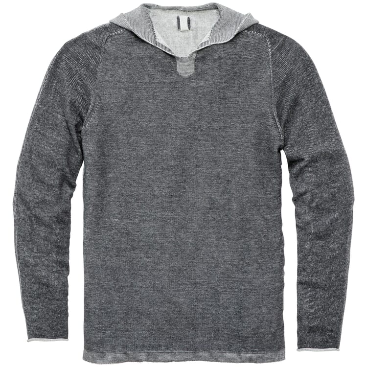 Men Knitted Hoodie, Anthracite-Grey