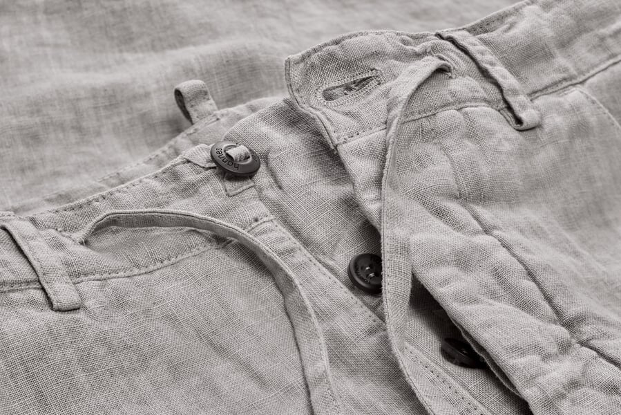 Herren-Leinenhose Graumelange, Detailsicht