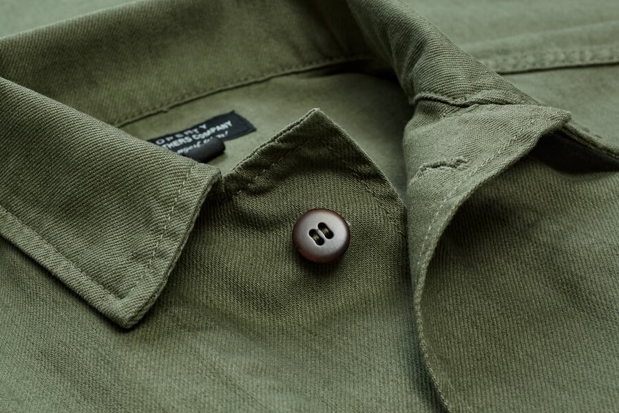 Herren-Baumwolljacke 1962 Oliv, Detailsicht