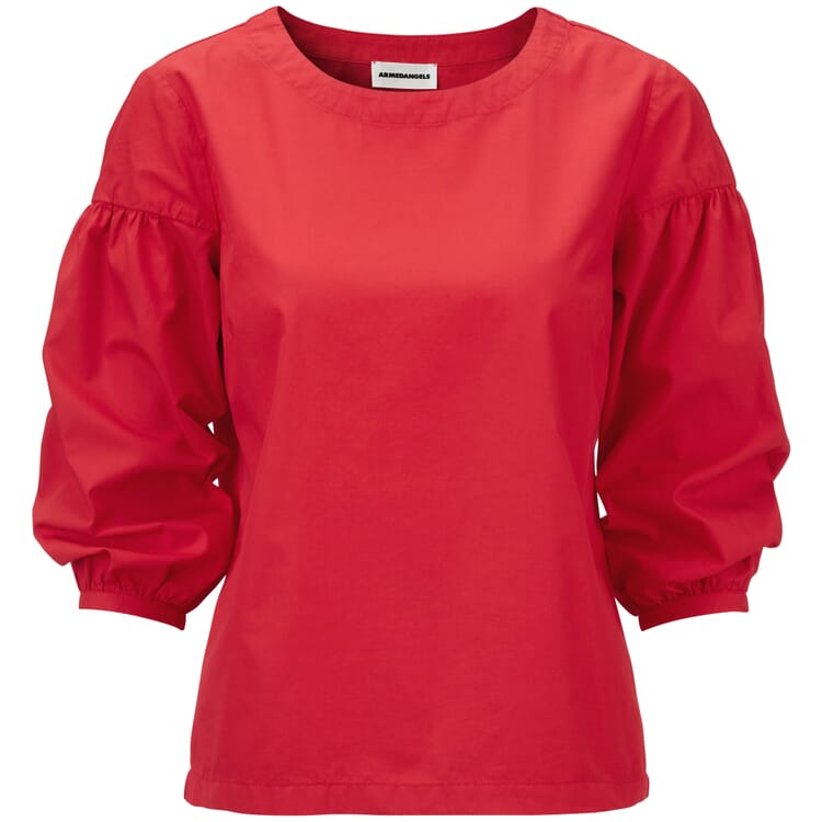 Ladies' blouse puff sleeves, Red