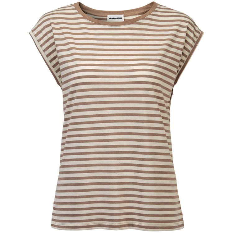 Ladies striped shirt, Braun-White