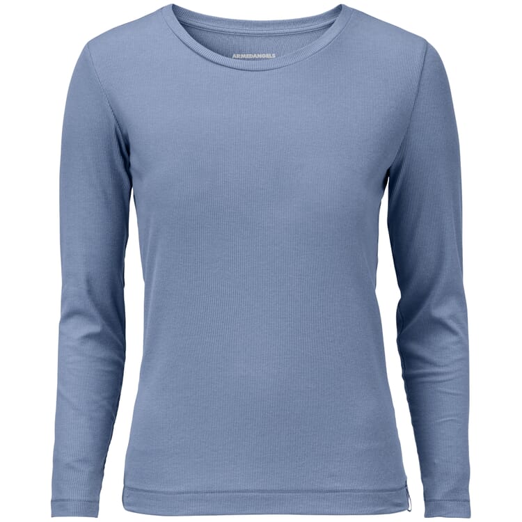 Ladies ribbed shirt, Blue-gray