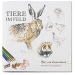 Colouring and Drawing Book Animals living on fields