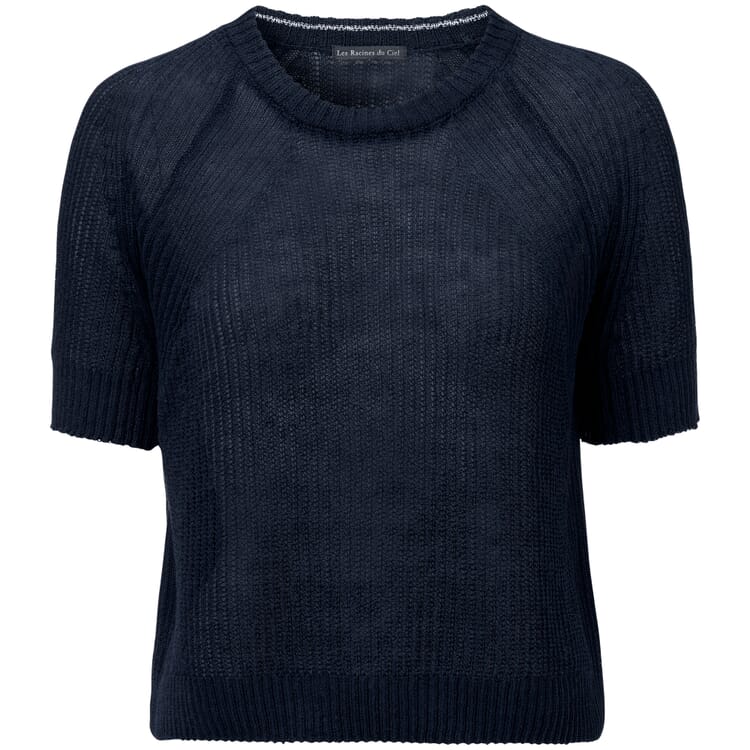 Ladies shirt half sleeve linen, Navy