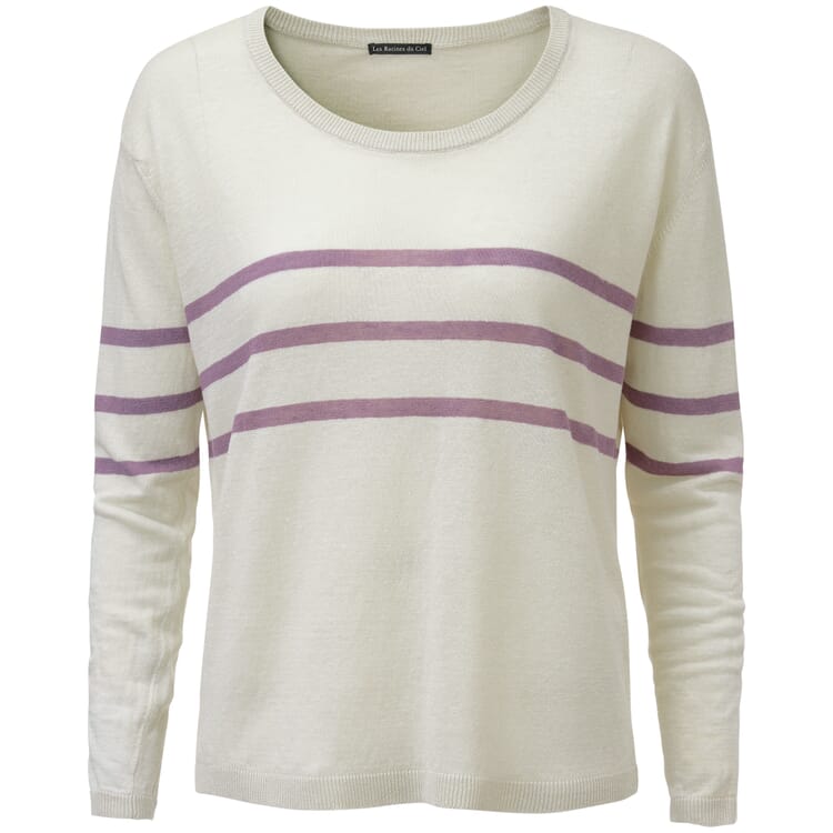 Ladies' knitted sweater linen, Cream-Lilac
