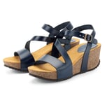 Sandal med kilehæl til kvinder Navy