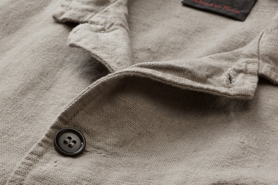 Herrenjacke Leinen Taupe, Detailsicht