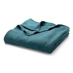 Tessuto di cotone con texture a coperta Petrolio
