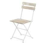 Chaise pliante en acier avec revêtement en bois Blanc