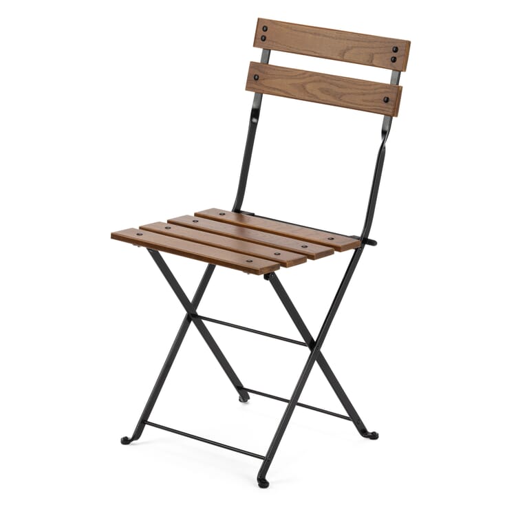 Chaise pliante en acier avec revêtement en bois