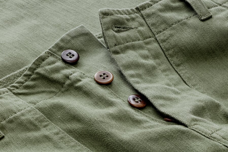 Herren-Baumwollhose 1962 Oliv, Detailsicht