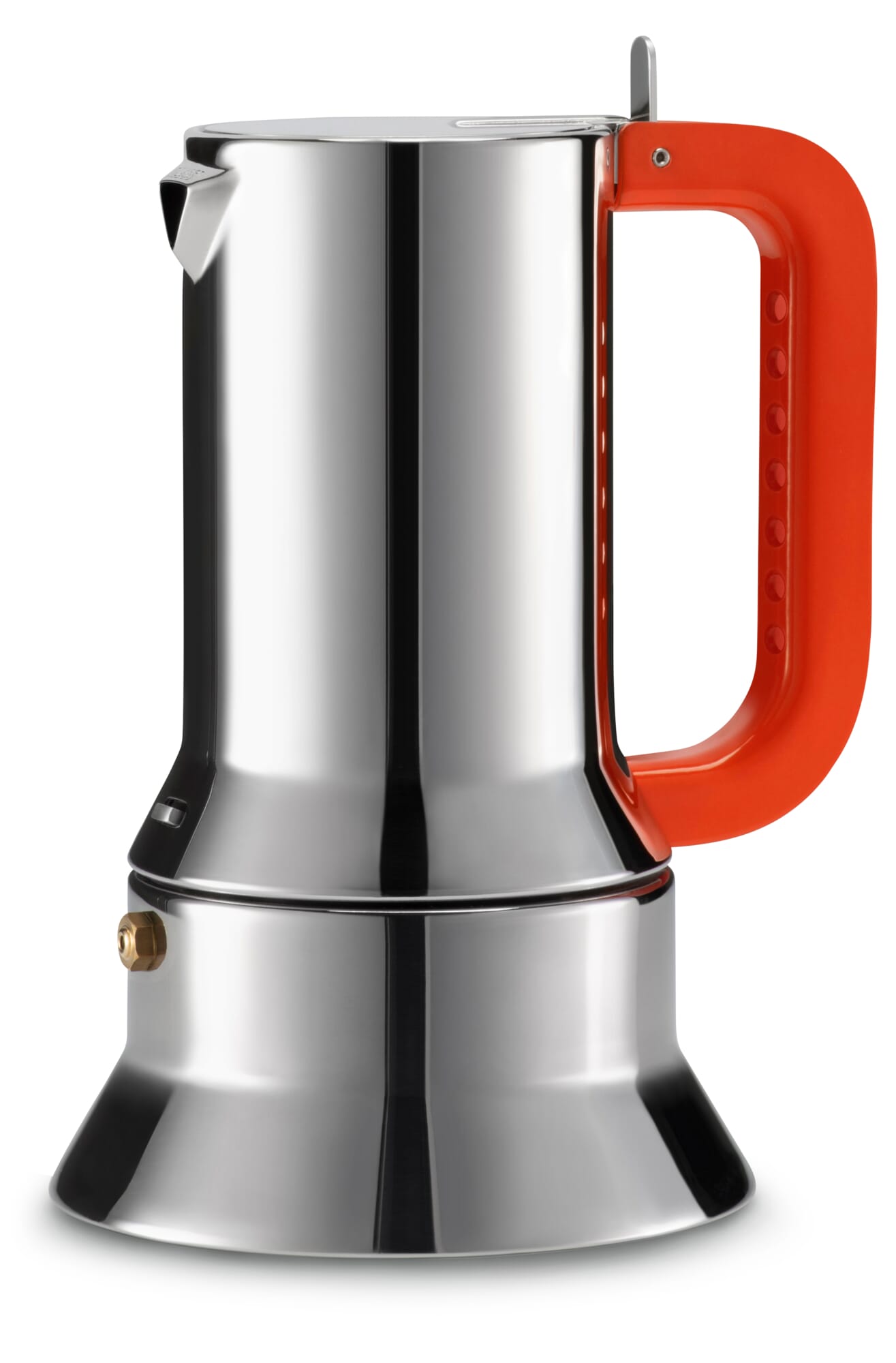 Espressokocher 9090 manico forato, Alessi, Richard Sapper, Stahl, rot, 3  Tassen, 150 ml, Induktion, umweltverträglich, recycelbar, patentiert