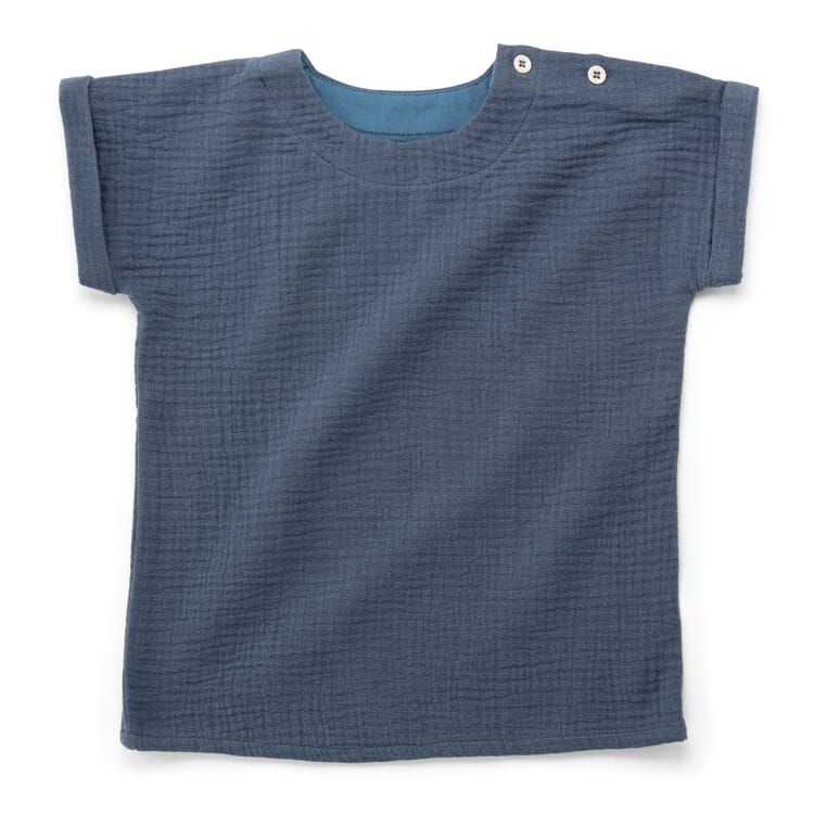 Kinder-T-Shirt Musselin, Jeansblau