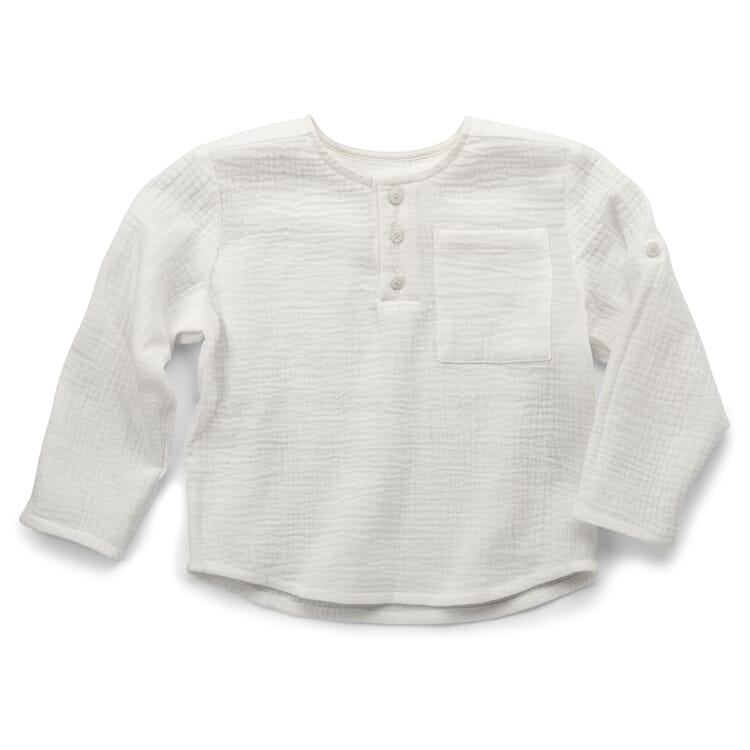 Kinder-Henley-Shirt Musselin, Weiss